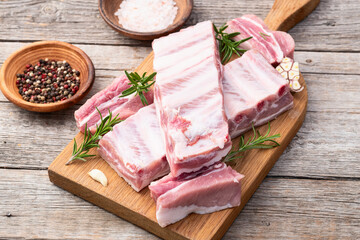 Raw Pork ribs photography . Top view