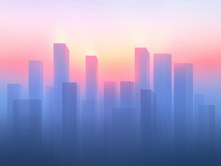 Fototapeta premium Sunset Reflections: Cityscape Aglow with Evening Lights