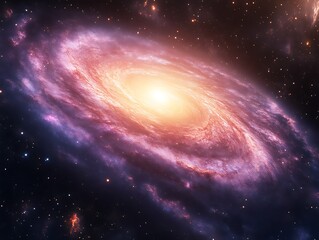 Fototapeta premium Spiral galaxy with bright core and dust lanes.