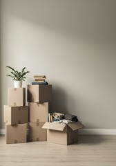 荷造り - 引越し - 段ボール - 部屋 - 縦型