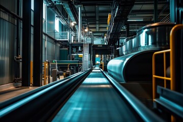 Image capturing the modern industrial environment with complex metal structures and high-tech equipment, emphasizing innovation and technological advancements.