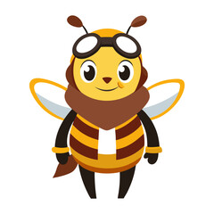 A bee wearing a pilot outfit vector art illustration