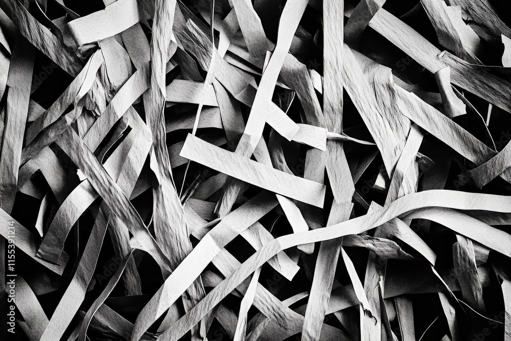 Leinwandbilder a dramatic black and white shredded paper composition providing an abstract and textured representat