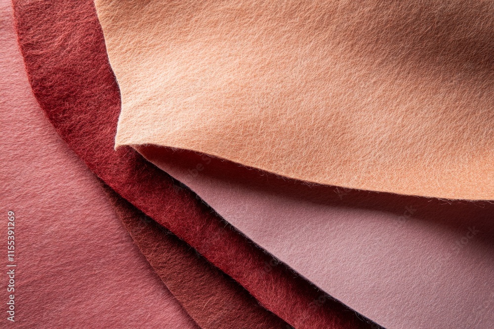 Poster A close-up image showcasing layers of soft felt fabric sheets in inviting earthy tones, perfect for crafting or home decor inspiration and design projects.