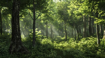 Obraz premium The Scenic Scene of a Dense Forest and the Beauty of Nature