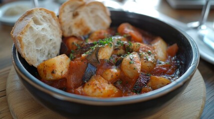 Hearty Vegetable Stew with Crusty Bread