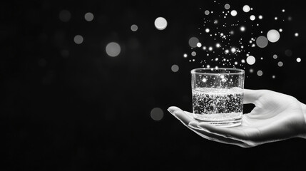 Discover the magic of sparkling water with bubbles cascading from a glass. Refreshing, invigorating, and visually captivating.