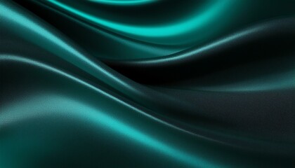Obraz premium Generated image, Black dark teal jade emerald sea aventurine green abstract background. Silk satin fabric. Glitter shimmer. Color gradient. Line stripe wave shadow. Drapery curtain. Luxury elegant sub