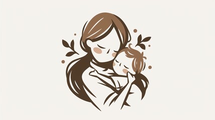 Thin Line Icon of Mother and Child for Web and Mobile Applications