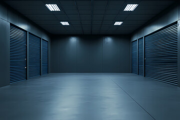 Modern empty storage unit showcasing clean space and symmetry