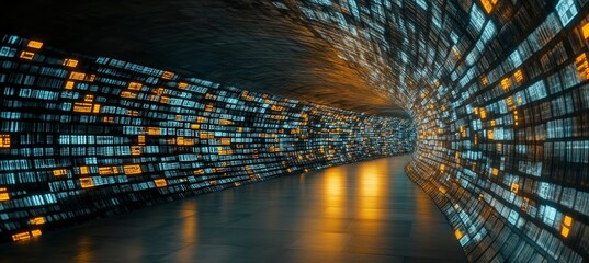 Digital Data Tunnel Symbolizing Technology, Innovation And Rapid Change in Data Storage Solutions