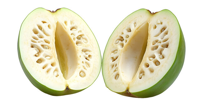 Two Halved Crescentia cujete Fruits Isolated On A White Background, PNG Transparent
