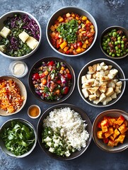Colorful Vegetarian Buffet Featuring Fresh Ingredients and Diverse Flavorful Dishes : Generative AI