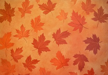 Fototapeta premium Autumn Leaves Background in Warm Shades of Orange and Red for Seasonal Decor, Fashion, or Crafting Projects with a Soft Texture and Gentle Contrast