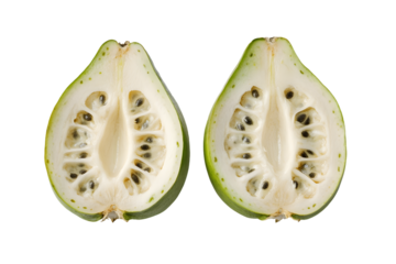 Two Halved Noni Fruits Isolated On A White Background, PNG Transparent