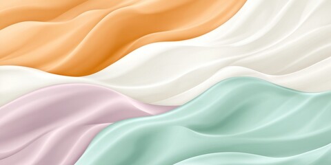 Fototapeta premium Multicolored Wavy Ribbon Made of Leaves with Soft Color Palette and Dreamy Atmosphere
