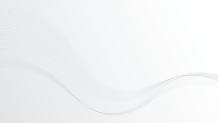 White background with dynamic gray wavy lines. Dynamic flowing wave design element. Futuristic technology and sound wave pattern