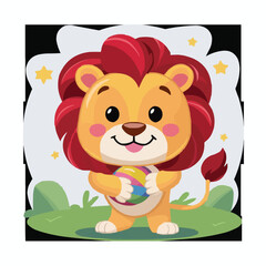 The Cute lion Cartoon illustration Design