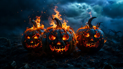 Fototapeta premium Halloween pumpkin background