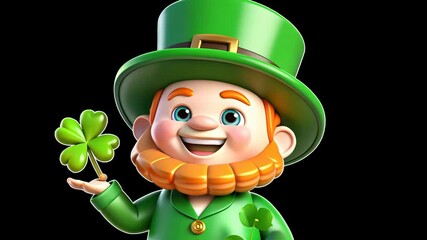 Joyful leprechaun juggling shamrocks with playful expressions in sequence