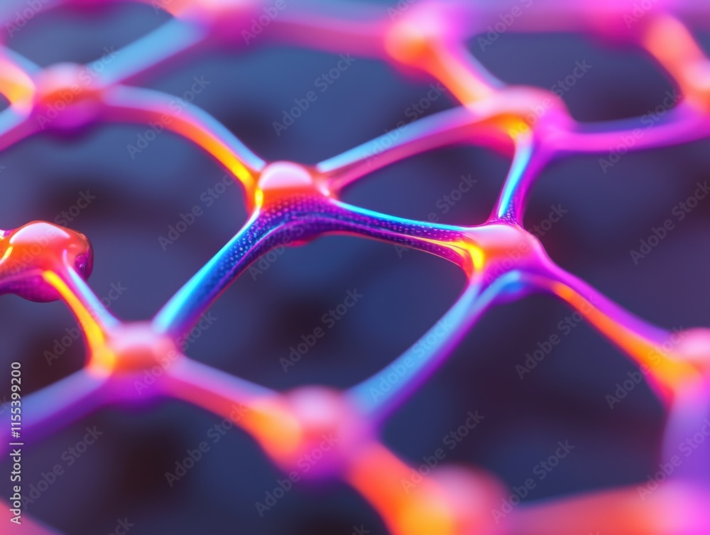 Poster complex network of interconnected glowing nodes forming a mind map, symbolizing business strategy an