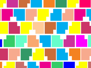 Abstract colorful checkered pattern seamless and confetti, on white background. Bright colorful retro checkered pattern background. Pixel pattern game background.