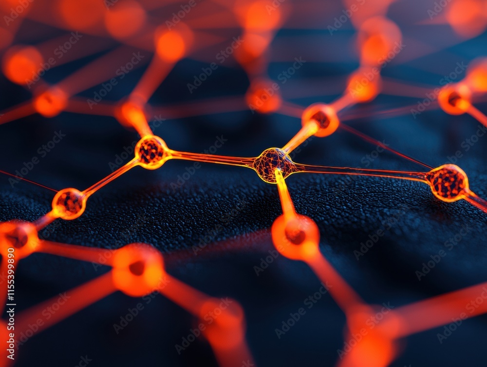 Poster Complex network of interconnected glowing nodes forming a mind map, symbolizing business strategy and data flow
