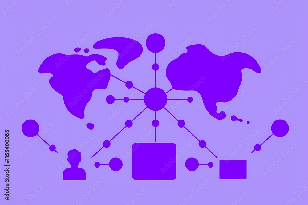 Aufkleber global network connections: a minimalist and abstract illustration depicting a network of interconne