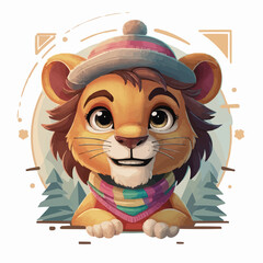The Cute lion Cartoon illustration Design