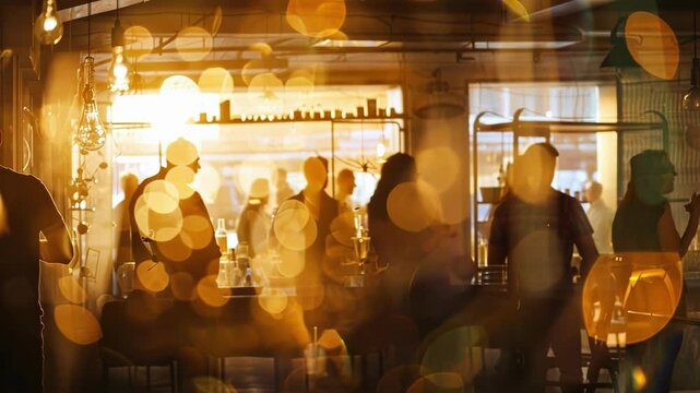 A hazy scene of people frantically scouring every corner for hidden objects in the indoor escape room.