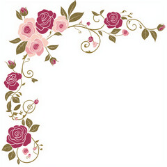 floral flourish corner design isolated on white background