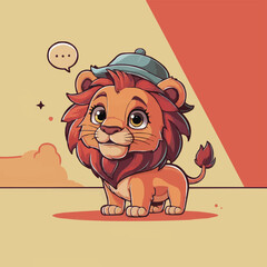 The Cute lion Cartoon illustration Design
