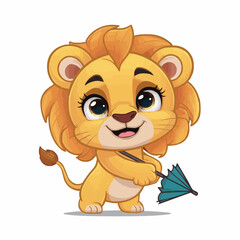 The Cute lion Cartoon illustration Design