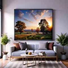 Interior Living Room Wall Frame Mockup