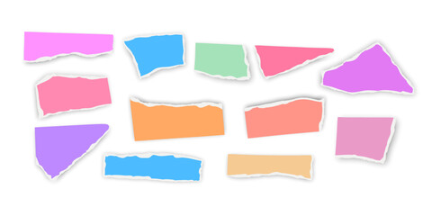Set of torn paper fragments isolated on background, Vector illustration
