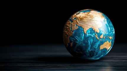Fototapeta premium Elegant Gold and Teal Globe on Dark Background