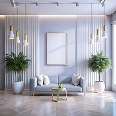 Interior Living Room Wall Frame Mockup