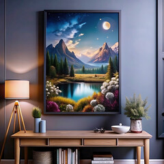 Interior Living Room Wall Frame Mockup
