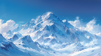 Fototapeta premium Snow-capped peaks under a clear sky