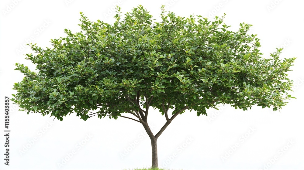 Poster Isolated healthy green tree against vibrant white background symbolizing growth : Generative AI