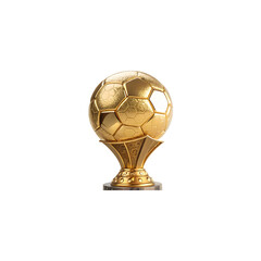 Golden football soccer ball trophy isolated on white background and transparent 