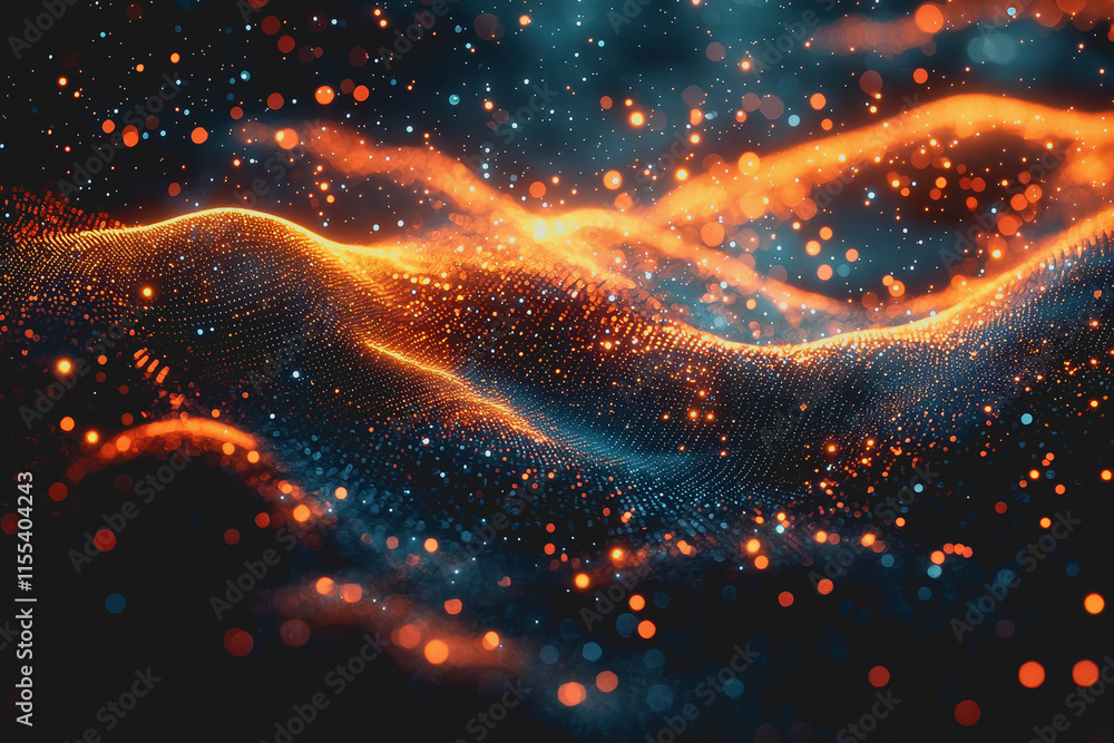 Poster vibrant abstract background featuring glowing particles in motion creating a dreamlike atmosphere wi