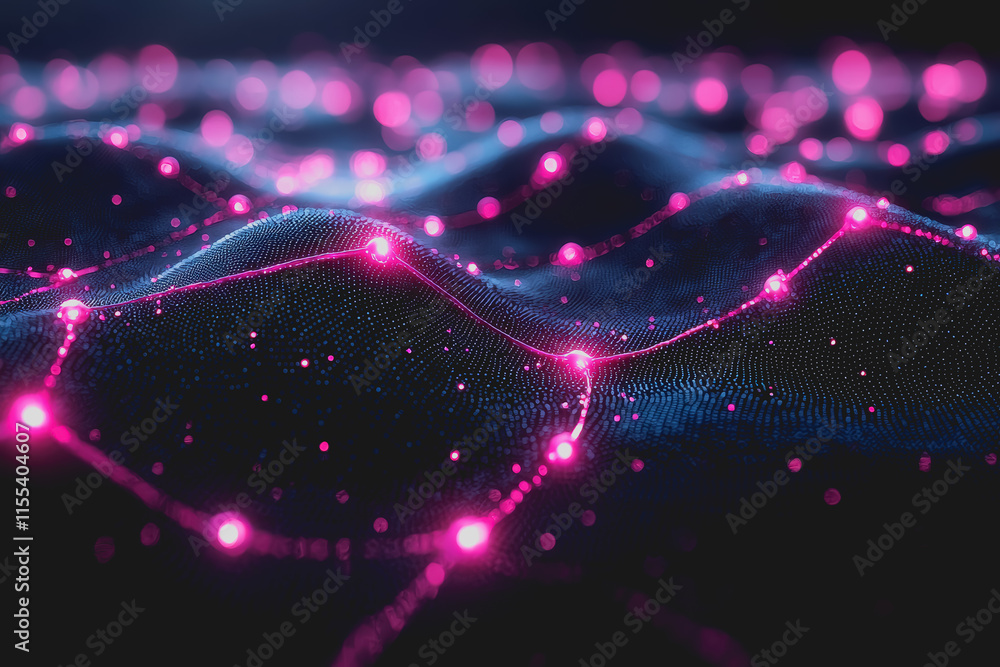 Aufkleber vibrant abstract technology background featuring glowing particles and dots forming a dynamic digita