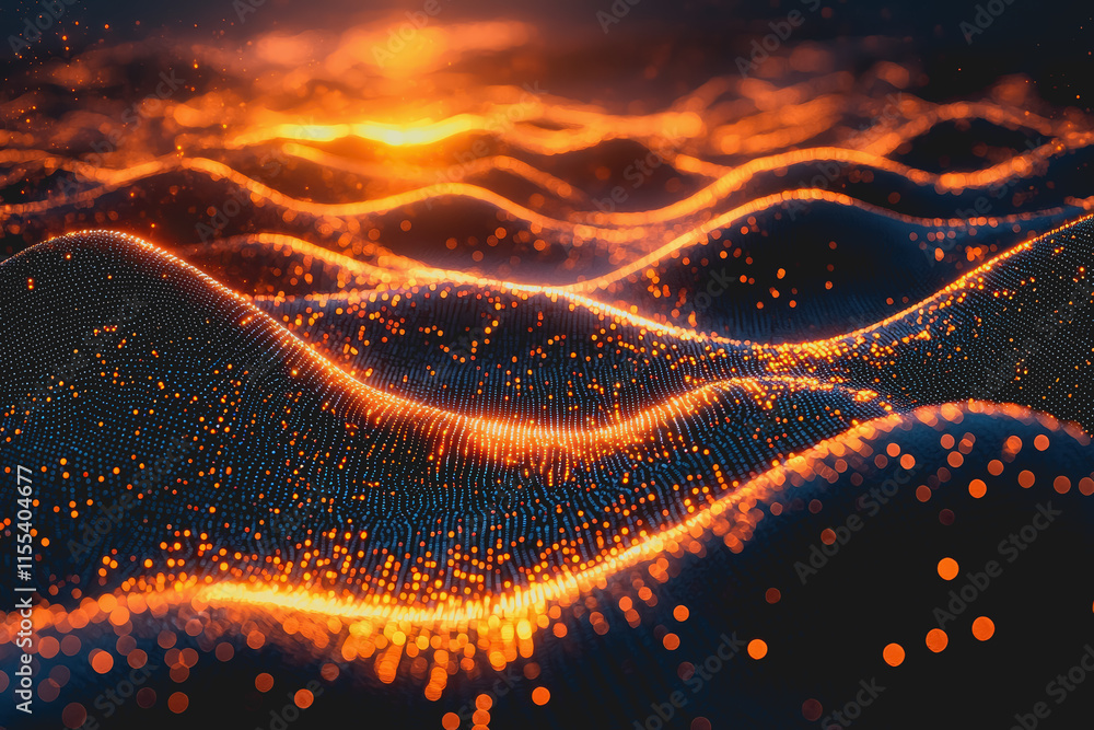 Poster Radiant Wave of Light Cascading Through a Darkened Space with Colorful Hues Creating a Mesmerizing and Ethereal Atmosphere Invoking a Sense of Calm and Wonder in the Viewer