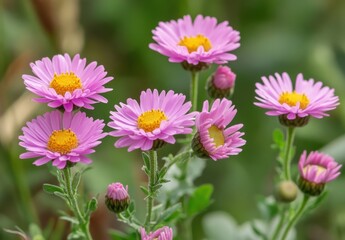 Obraz premium Beautiful Pink Flowers in Bloom Against a Soft Green Background, Showcasing Nature's Delicate Beauty and Vibrant Colors for Use in Various Projects