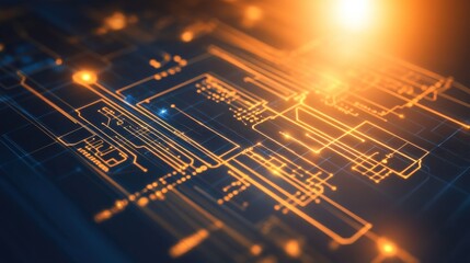 Futuristic Schematics on a High-Tech Screen