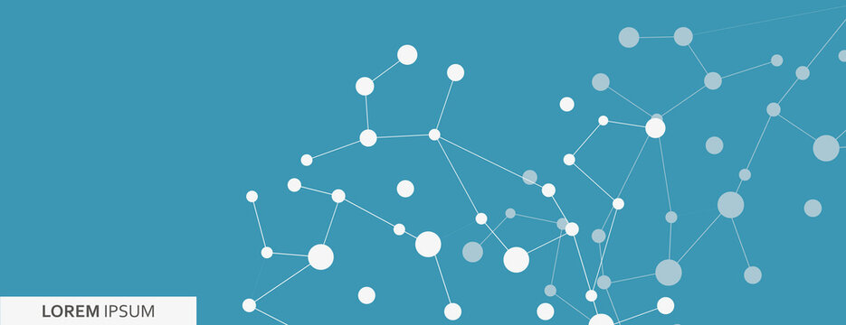 Abstract connect molecule banner. Science structure illustration