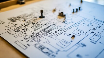 Detailed Mechanical Schematics on Clean Background