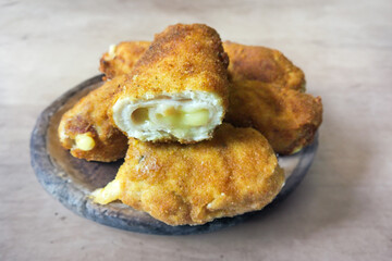 Fried chicken Cordon bleu with cheese in breadcrumbs