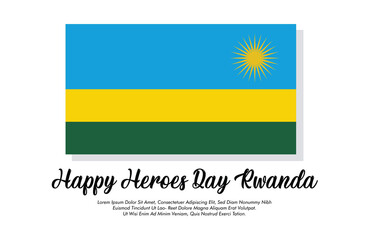 February 1 Rwanda heroes day vector illustration design and happy heroes day or Rwanda flag with white background 